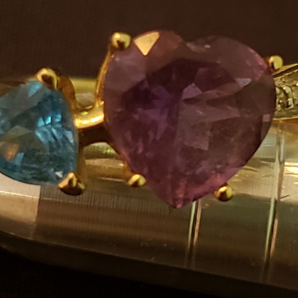 Mei stamped 10K amethyst topaz and diamond ring - Picture 5 of 9